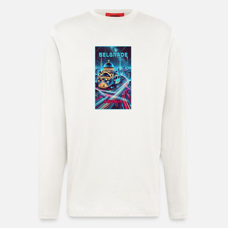 Belgrad Serbien Skyline Design - Langarmshirt - made by SPREAD  - OFF WHITE