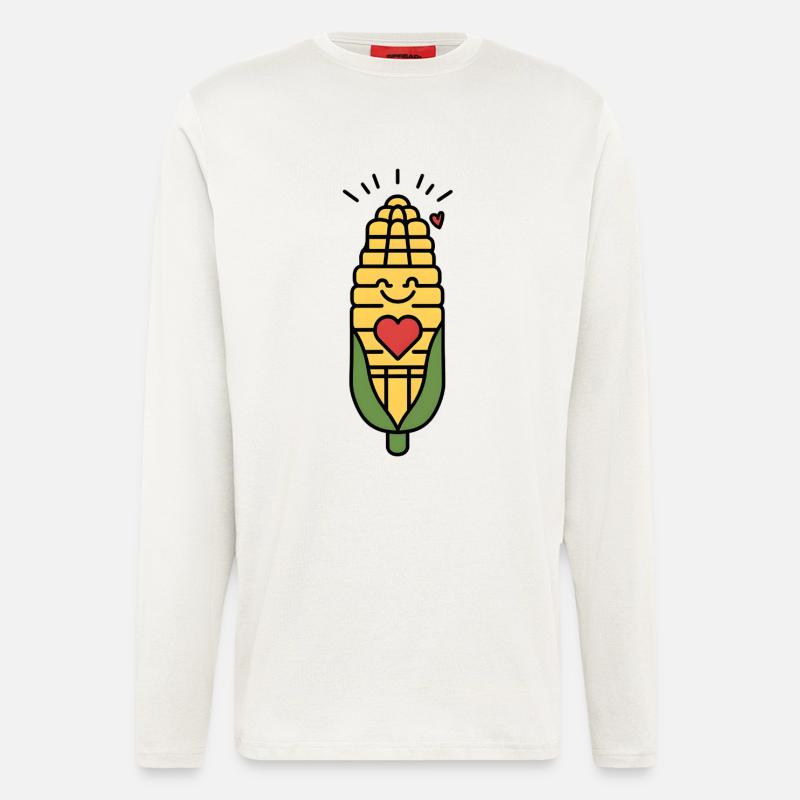 Lächelnder Mais mit Herz - Langarmshirt - made by SPREAD  - OFF WHITE
