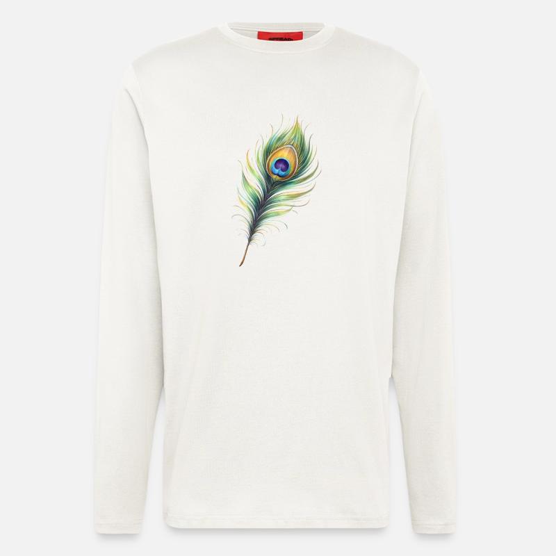 Peacock Feather Illustration Gradient Elegant - Longsleeve - made by SPREAD  - OFF WHITE