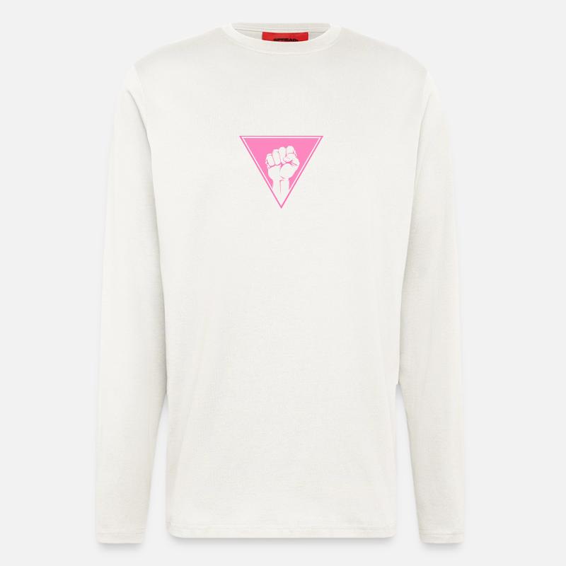 Angle rose, féroce! - Manches longues bio décontracté fabriqué en UE - OFF WHITE
