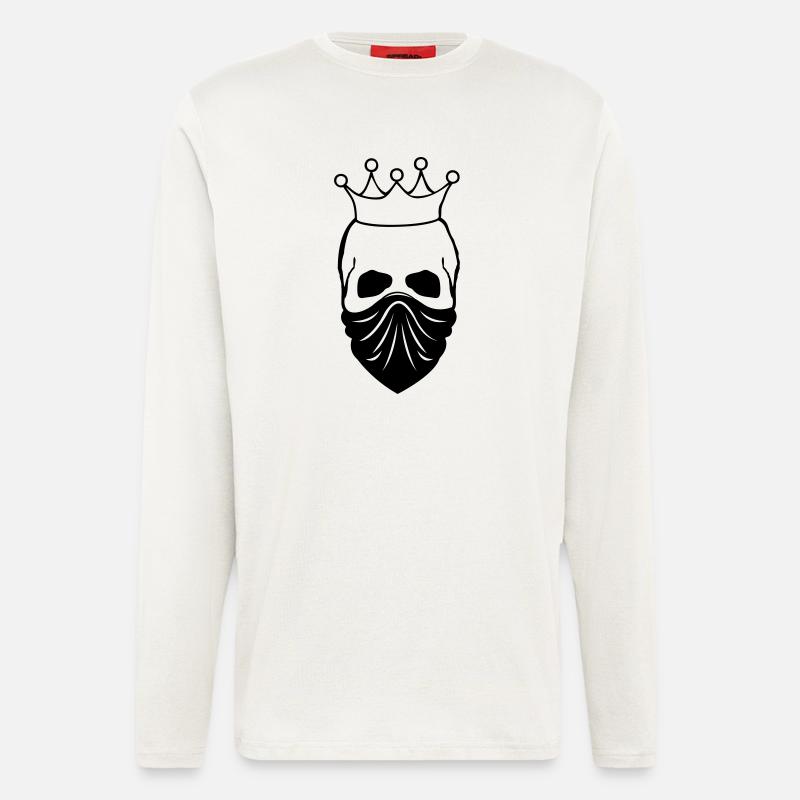 skull_bandit_king_01 - Manches longues bio décontracté fabriqué en UE - OFF WHITE