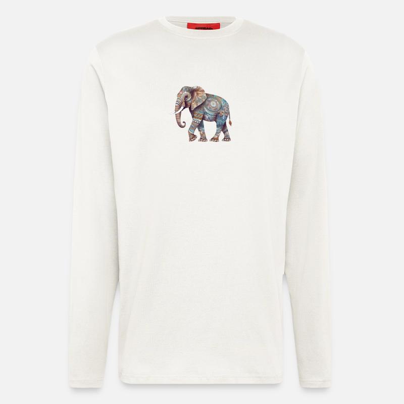 Bunter Mandala Elefant - Langarmshirt - made by SPREAD  - OFF WHITE