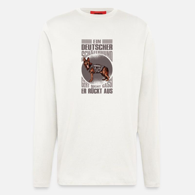 Schäferhund Geschenke Hund Herrchen Gassi - Langarmshirt - made by SPREAD  - OFF WHITE