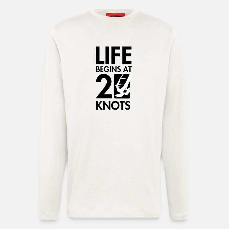 Windsurfen, das Leben beginnt bei 20knt - Langarmshirt - made by SPREAD  - OFF WHITE