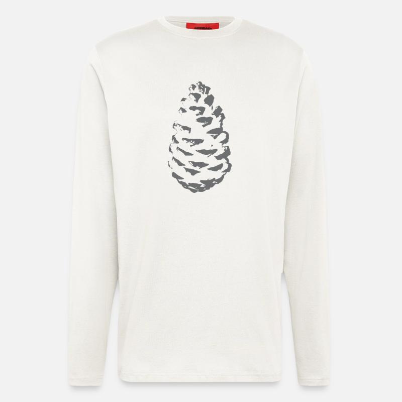 Spruce cone silhouette in shade grey - Longsleeve - made by SPREAD - OFF WHITE