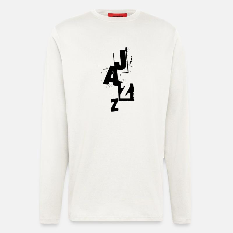 distressed bold jazz music logo - Langarmshirt - made by SPREAD  - OFF WHITE