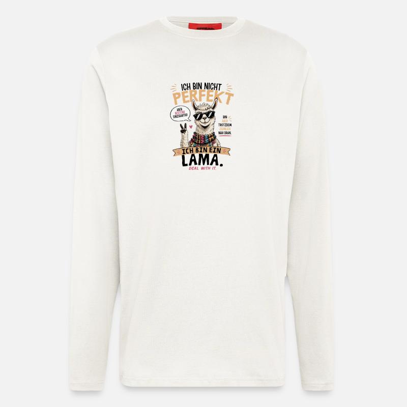 Perfekt: Einzigartige Llama-Style Illustration - Langarmshirt - made by SPREAD - OFF WHITE