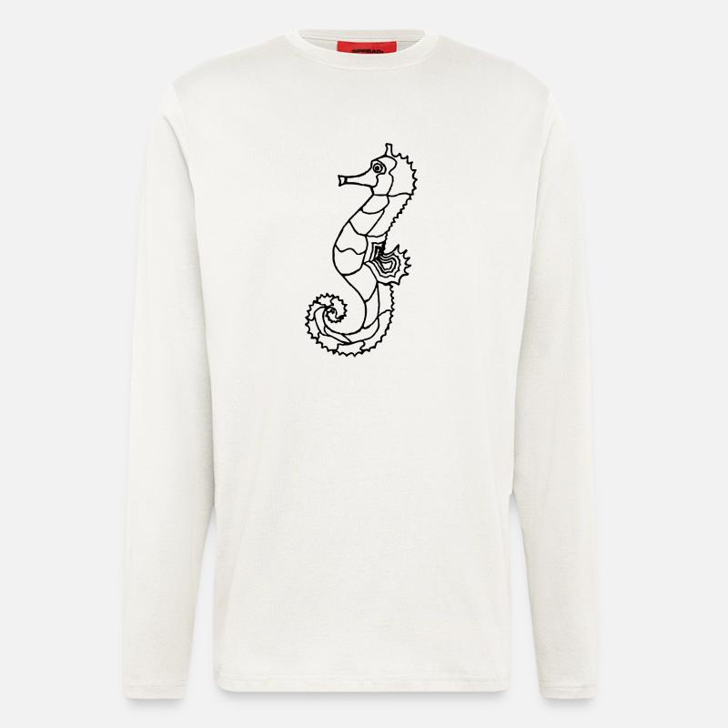 Seepferdchen schwarz - Langarmshirt - made by SPREAD  - OFF WHITE