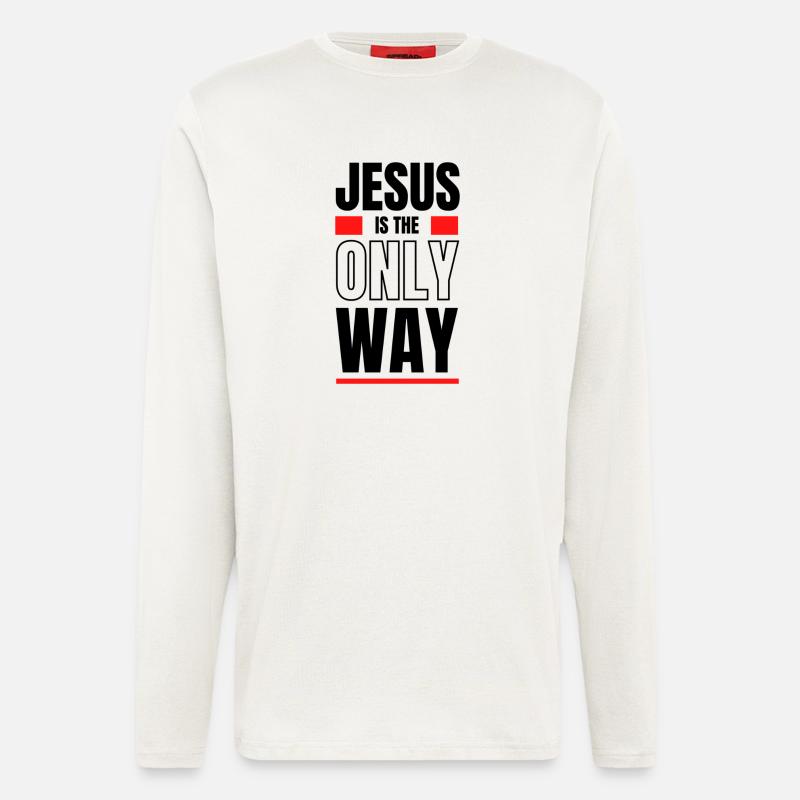 Roter Minimalismus: Kontrastblöcke - Langarmshirt - made by SPREAD  - OFF WHITE