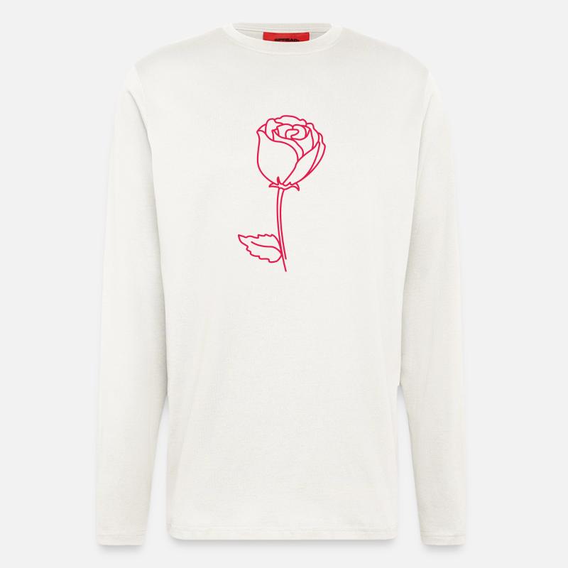 Rosenumriss Neonpink - Langarmshirt - made by SPREAD  - OFF WHITE