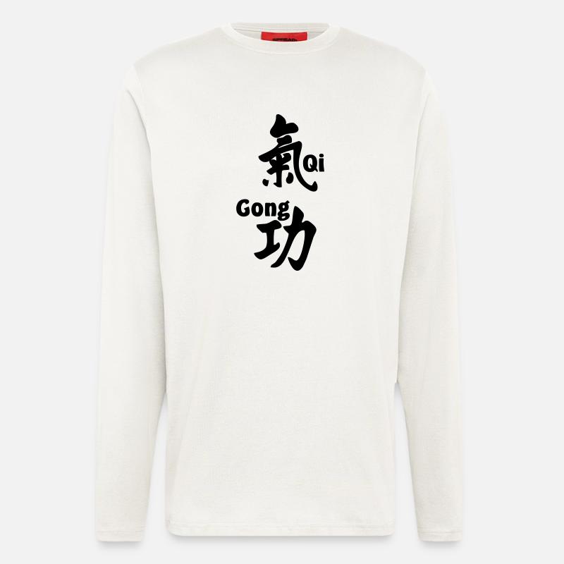 QI gong script with text vertical - Longsleeve - made by SPREAD  - OFF WHITE