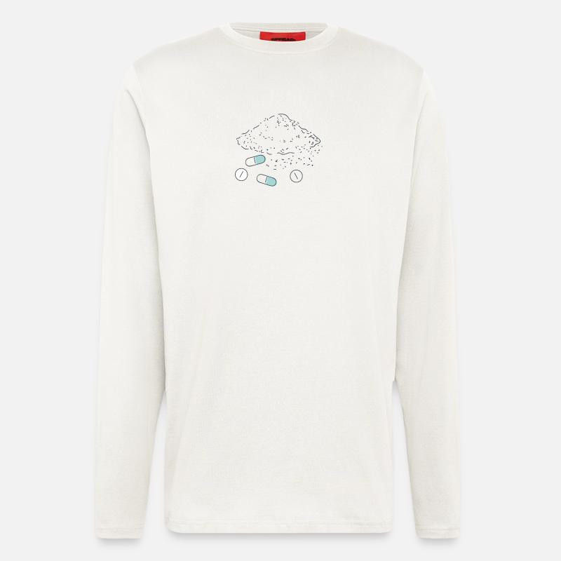 Complément alimentaire Pilules Poudre Comprimés - Manches longues bio décontracté fabriqué en UE - OFF WHITE