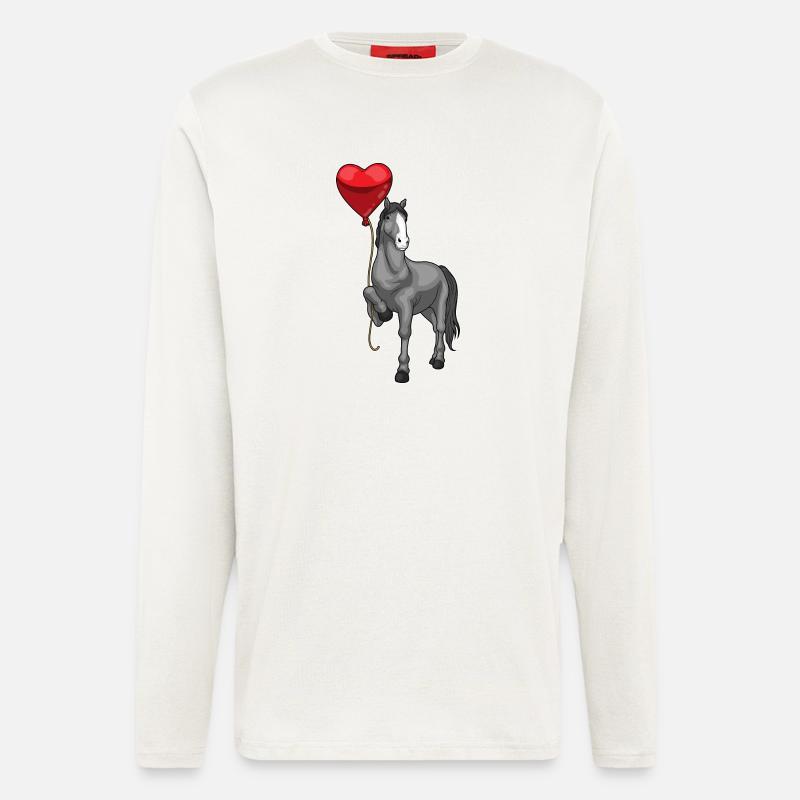 Pferd Herz Luftballon - Langarmshirt - made by SPREAD - OFF WHITE