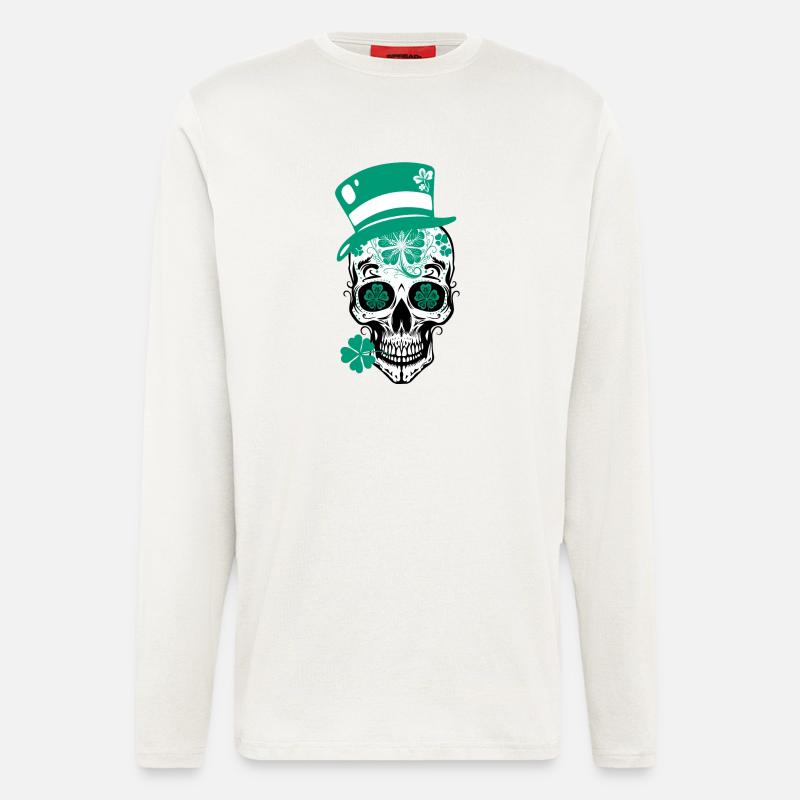 Sugar Skull St Patrick's Day - Longsleeve - made by SPREAD  - OFF WHITE