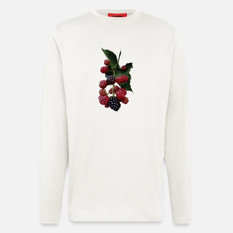 Beerenstrauch Muster: Brombeeren - Langarmshirt - made by SPREAD  - OFF WHITE