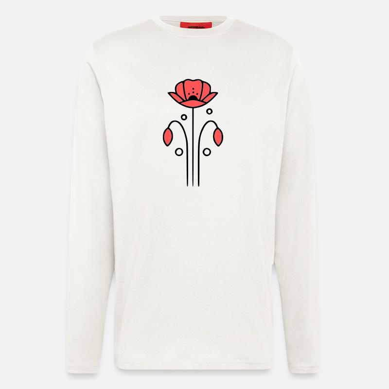 mohnblume-mohnblumen-minimalistisch-line-art-7 - Langarmshirt - made by SPREAD  - OFF WHITE