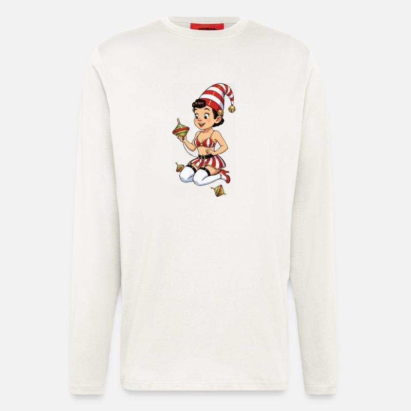 Leprechaun-Mädchen mit Kreisel - Langarmshirt - made by SPREAD  - OFF WHITE