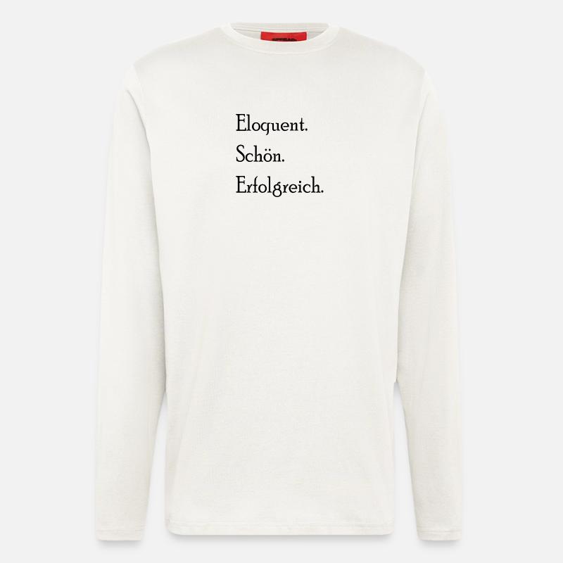 Éloquent. Sympa. Avec succès. Déclaration - Manches longues bio décontracté fabriqué en UE - OFF WHITE