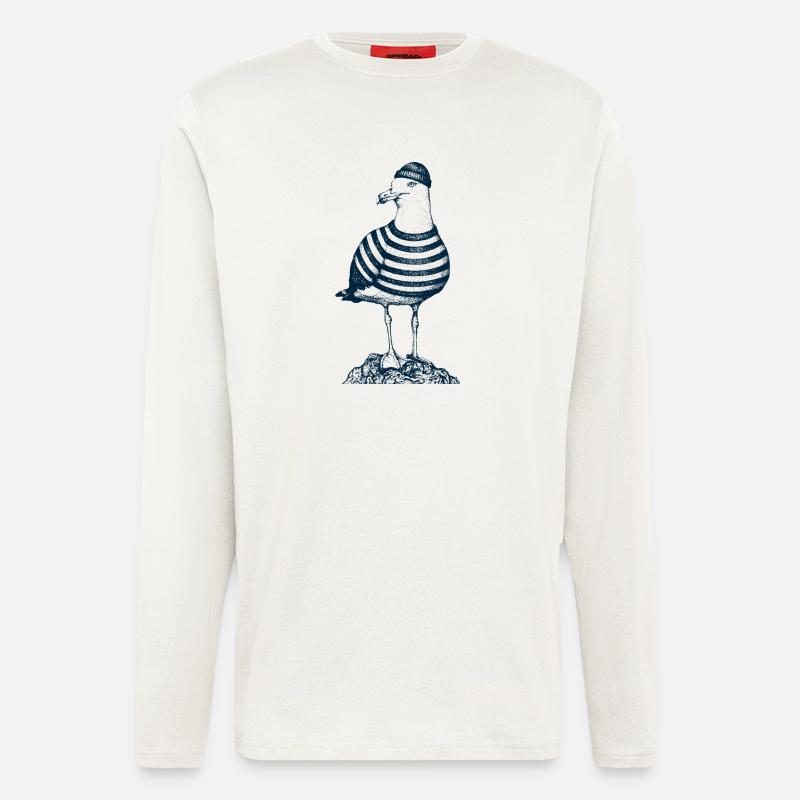 Mouette avec pull - Manches longues bio décontracté fabriqué en UE - OFF WHITE
