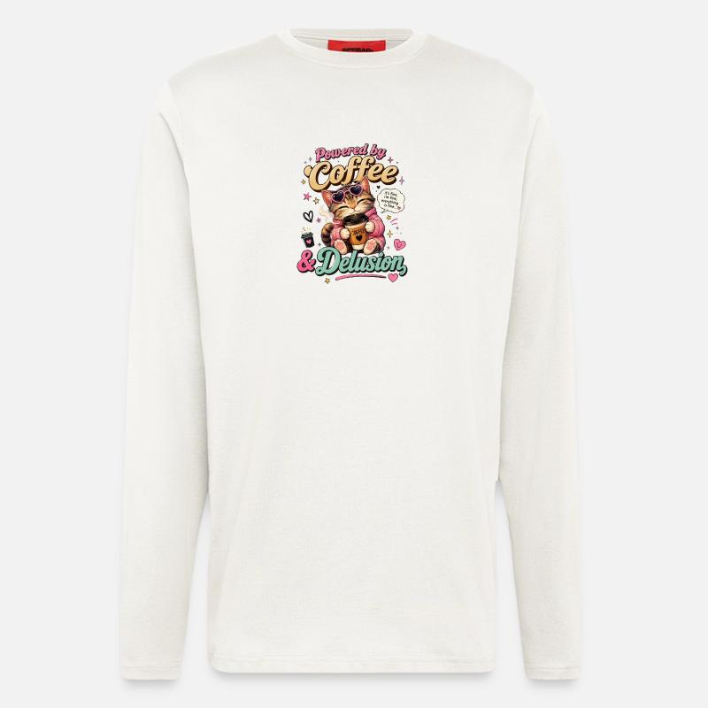 Coffee Cat: Power Delusion - Longsleeve - made by SPREAD  - OFF WHITE