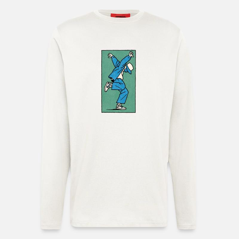 Danseur masculin #5 - Manches longues bio décontracté fabriqué en UE - OFF WHITE