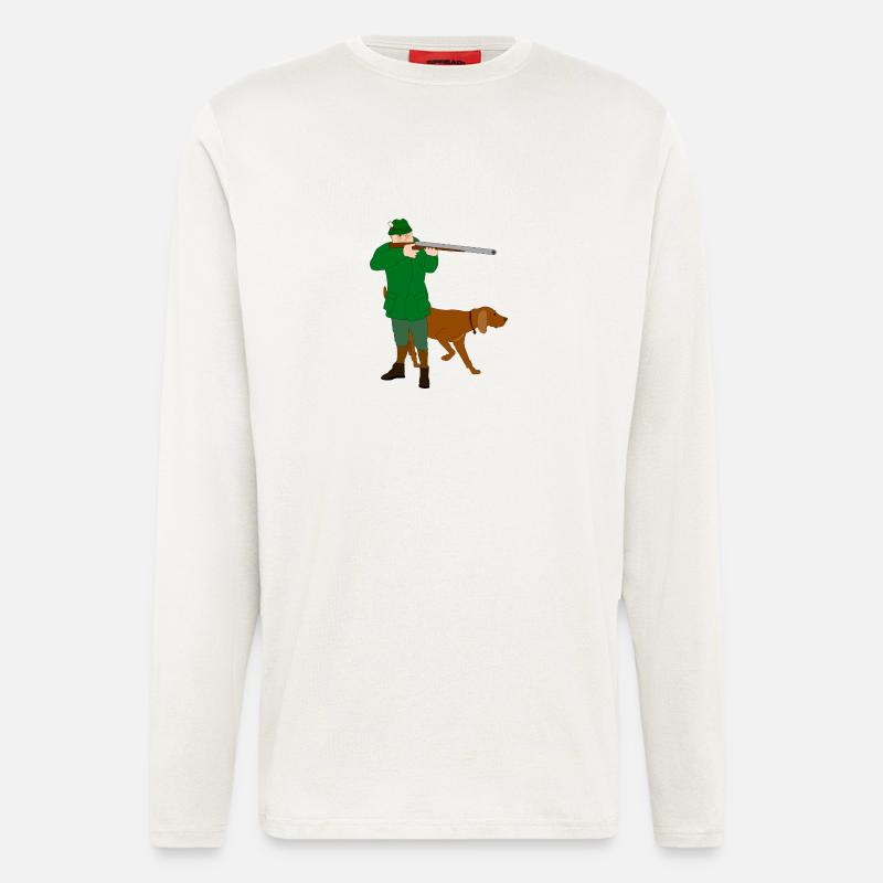 Jäger mit Hund - Langarmshirt - made by SPREAD  - OFF WHITE