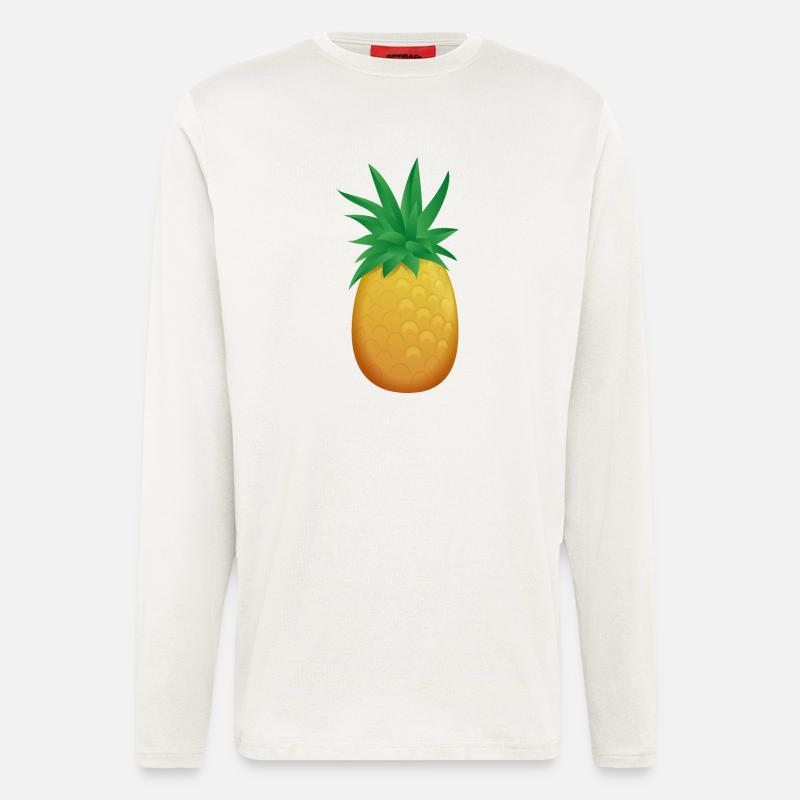 fruit d'ananas013 - Manches longues bio décontracté fabriqué en UE - OFF WHITE