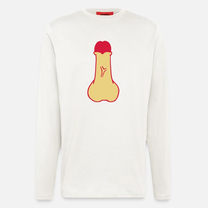 bite penis queue sexe - Manches longues bio décontracté fabriqué en UE - OFF WHITE
