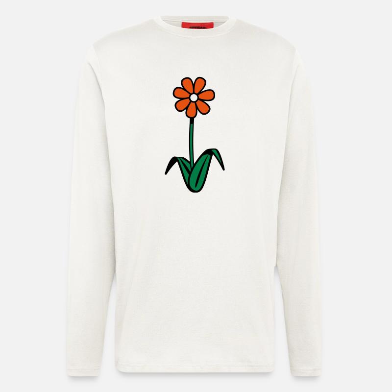 une fleur - Manches longues bio décontracté fabriqué en UE - OFF WHITE