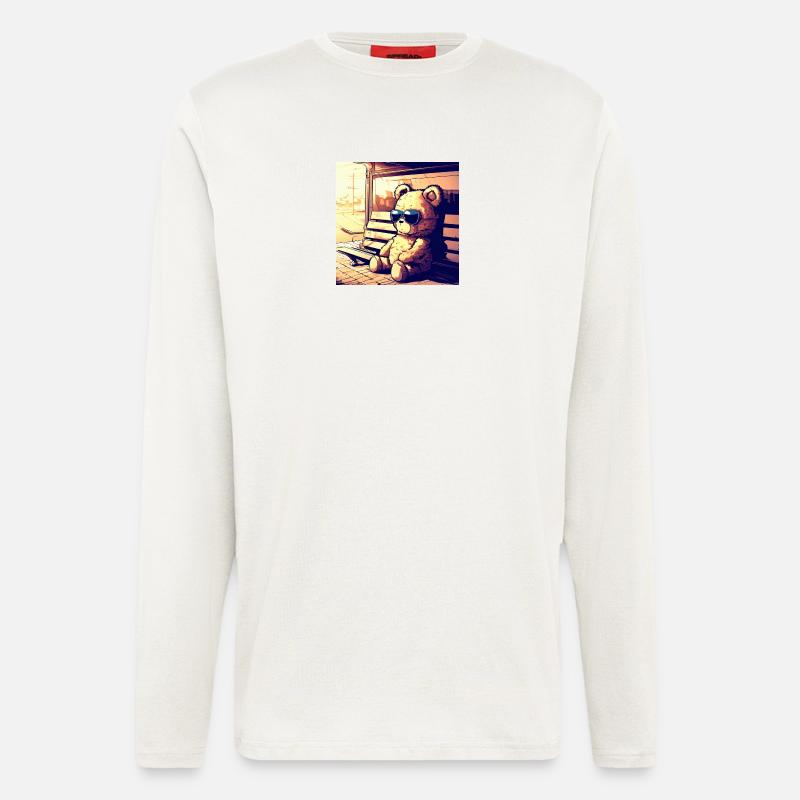 Teddy waiting Manga - Langarmshirt - made by SPREAD  - OFF WHITE