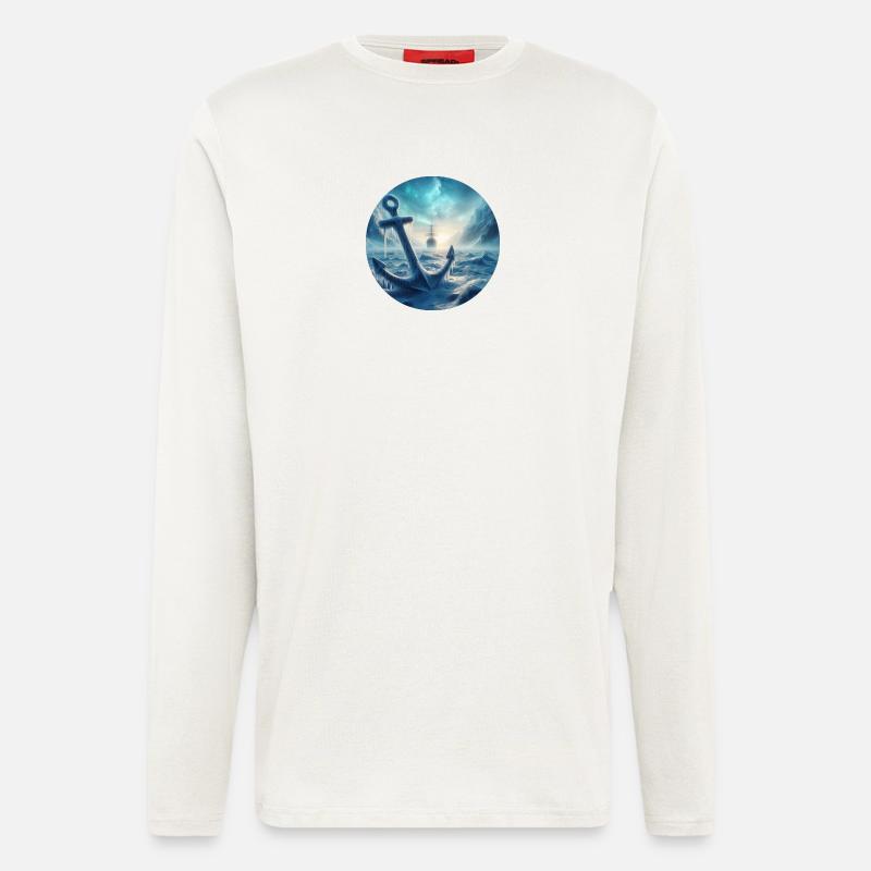 Anker und Schiff Eis Landschaft - Langarmshirt - made by SPREAD  - OFF WHITE