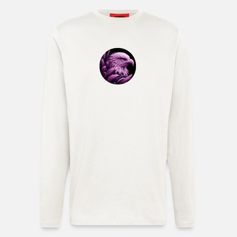 Lila Adler Kopf mit Federn - Langarmshirt - made by SPREAD  - OFF WHITE