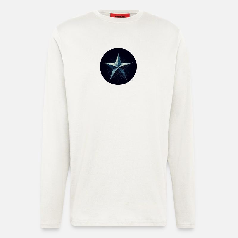 Blauer Stern im Polygon Stil - Langarmshirt - made by SPREAD  - OFF WHITE