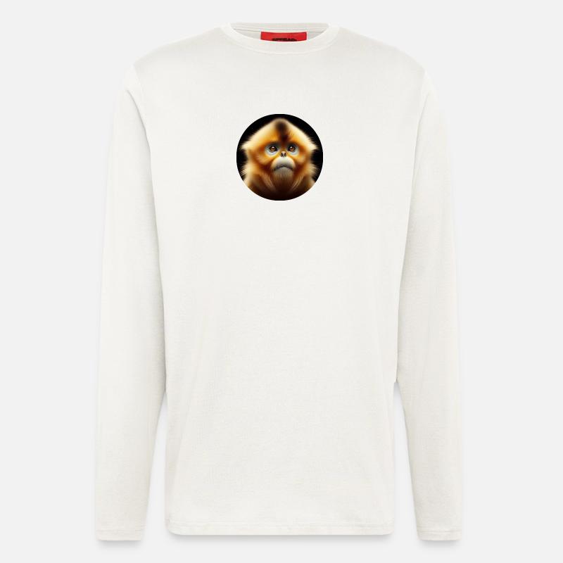 Affe Kapuziner Fotorealistisch - Langarmshirt - made by SPREAD  - OFF WHITE