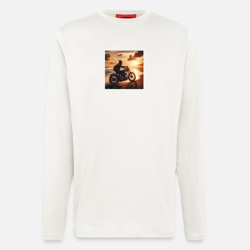 Motorcycle Old Sunset 2 - Langarmshirt - made by SPREAD  - OFF WHITE