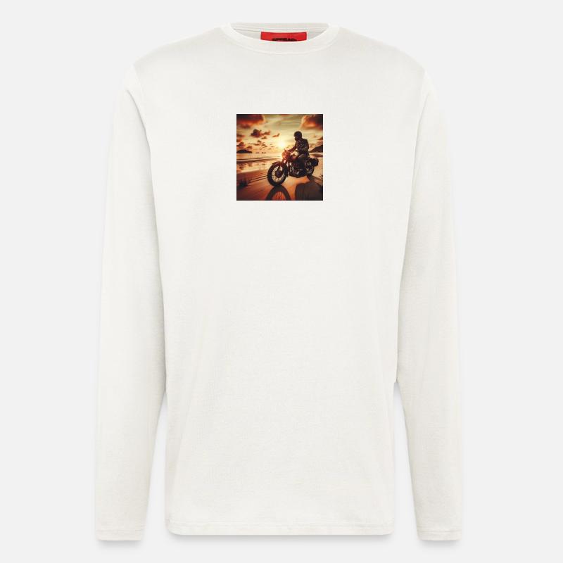 Motorcycle Old Sunset 3 - Langarmshirt - made by SPREAD  - OFF WHITE