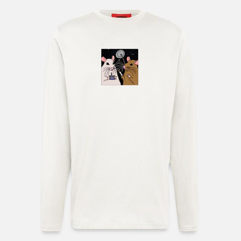 Fumer des rats dans l’espace. - Manches longues bio décontracté fabriqué en UE - OFF WHITE