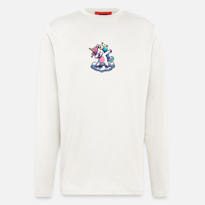 Regenbogen Einhorn Tanz - Langarmshirt - made by SPREAD  - OFF WHITE