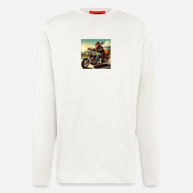 Affe auf Motorrad - Langarmshirt - made by SPREAD  - OFF WHITE
