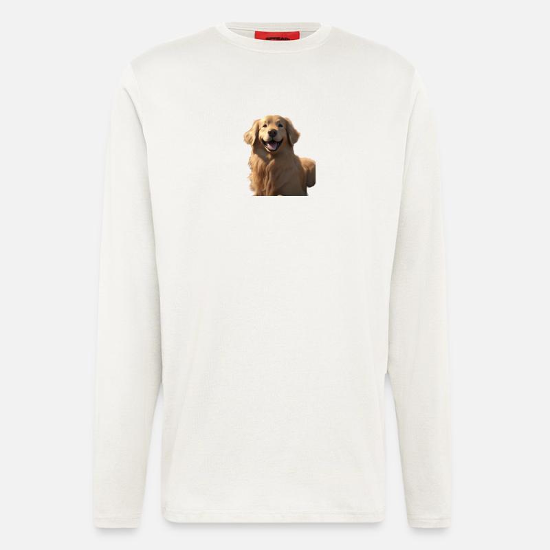 Golden retriever - Manches longues bio décontracté fabriqué en UE - OFF WHITE