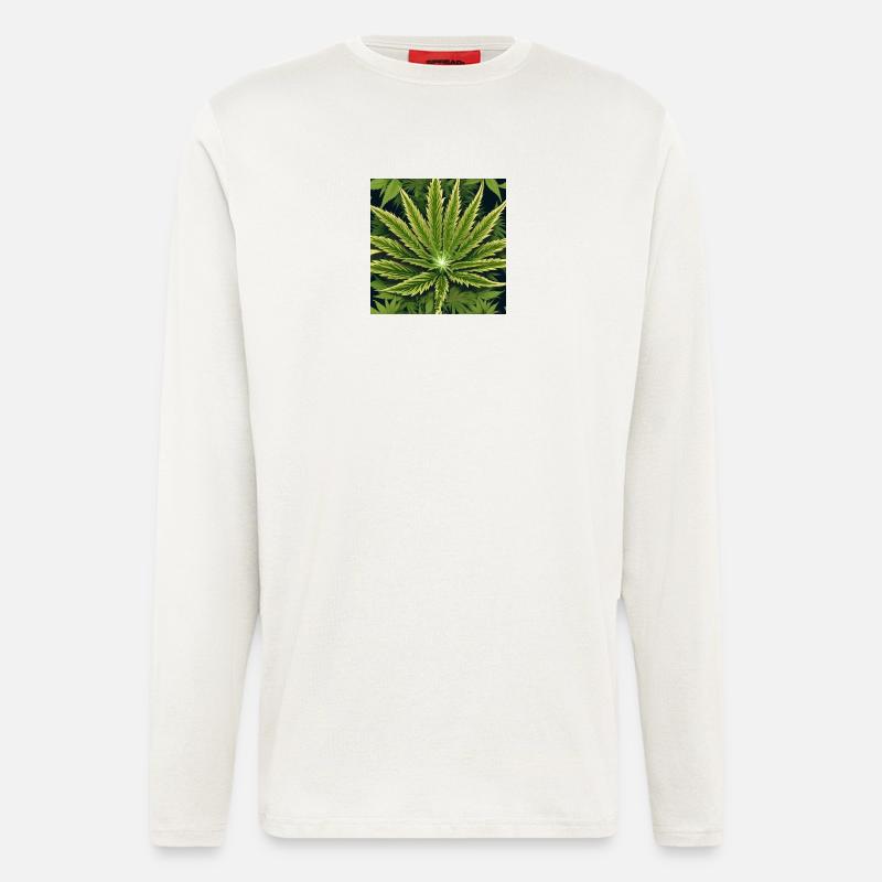 Cannabis 4 - Manches longues bio décontracté fabriqué en UE - OFF WHITE