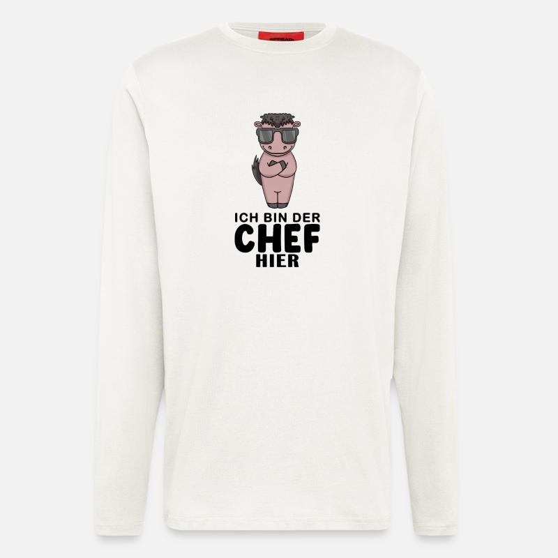 Chef Spruch mit Pferd Motiv - Langarmshirt - made by SPREAD  - OFF WHITE
