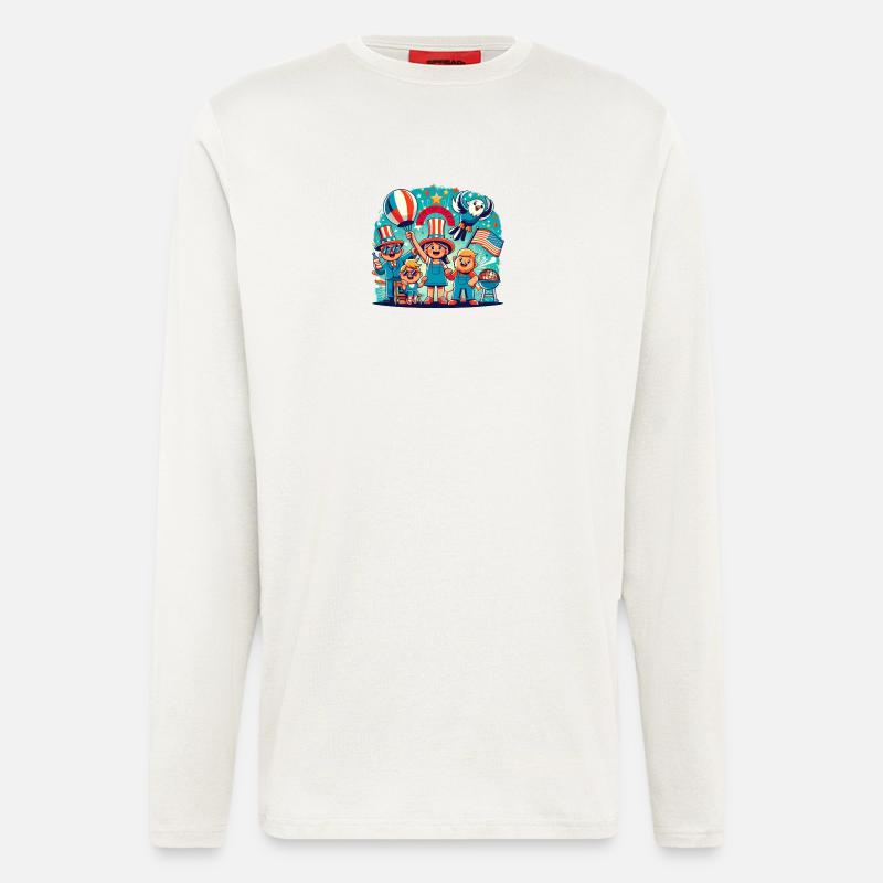 Individueller 4th Juli Feierdesign - Langarmshirt - made by SPREAD  - OFF WHITE