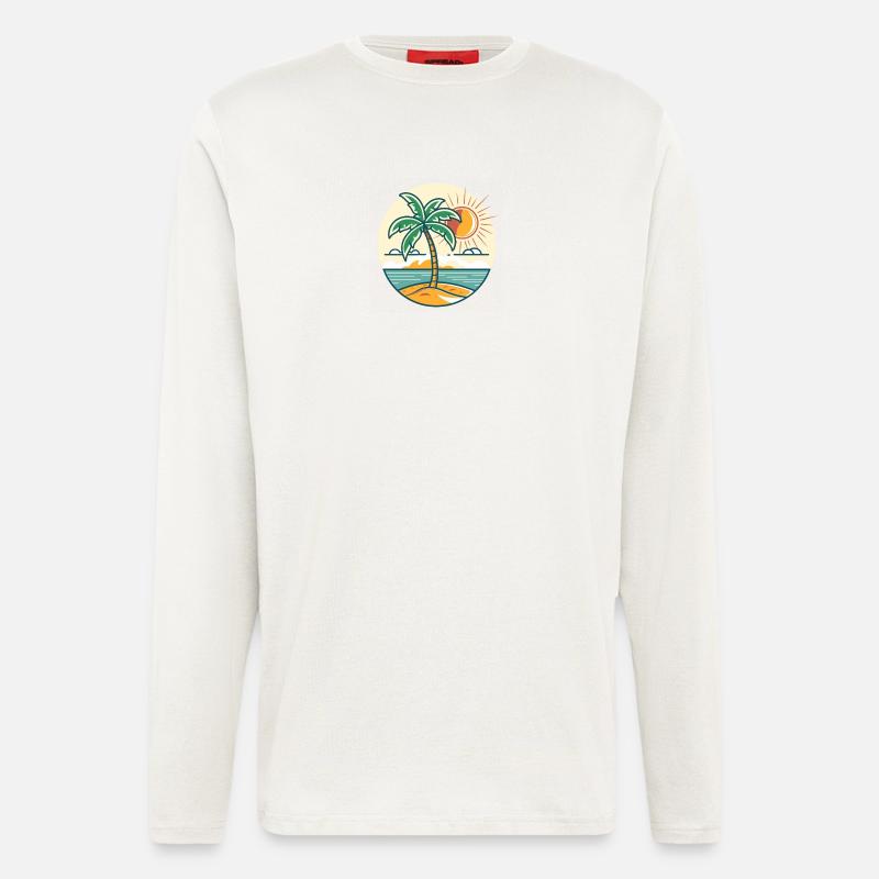 Island palm tree at sunset - Longsleeve - made by SPREAD  - OFF WHITE