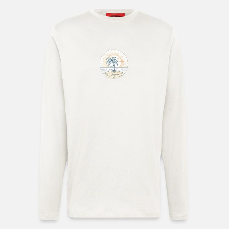 Sunny Island Palm Circle - Longsleeve - made by SPREAD  - OFF WHITE