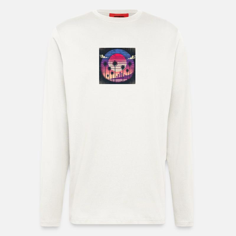 Retro Sunset Palm Skyline - Longsleeve - made by SPREAD  - OFF WHITE