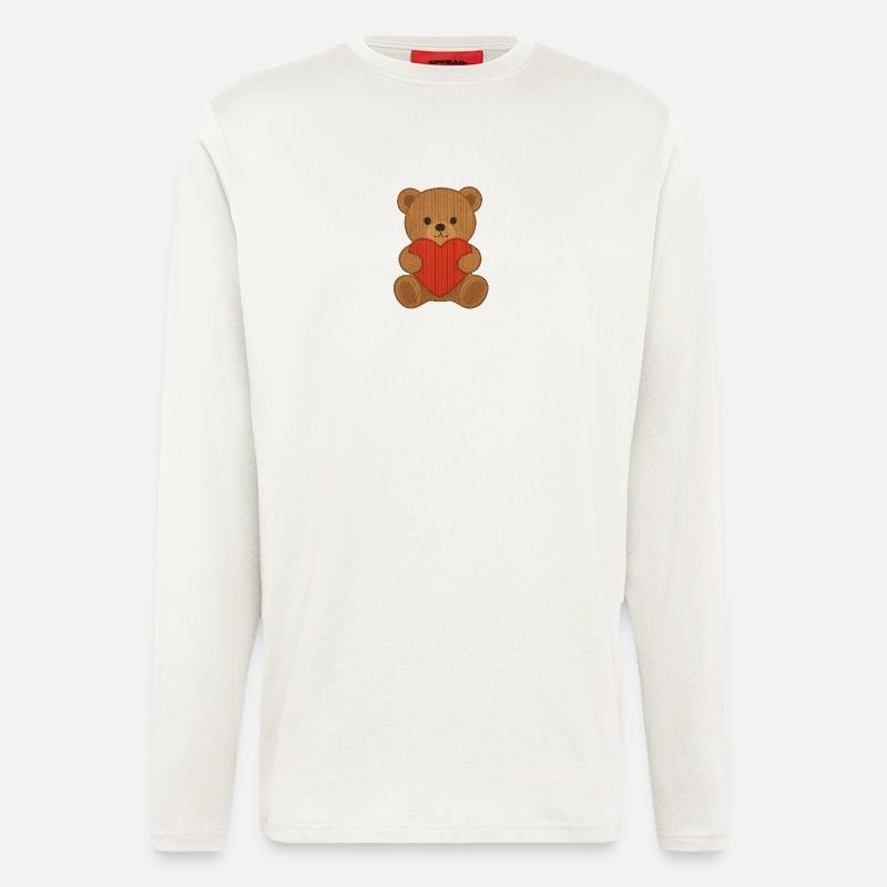 Teddybär mit Herz - Langarmshirt - made by SPREAD  - OFF WHITE