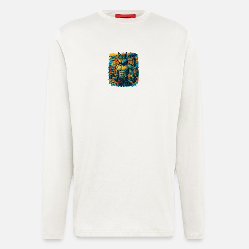 Wolf-strong gym strength - Longsleeve - made by SPREAD  - OFF WHITE