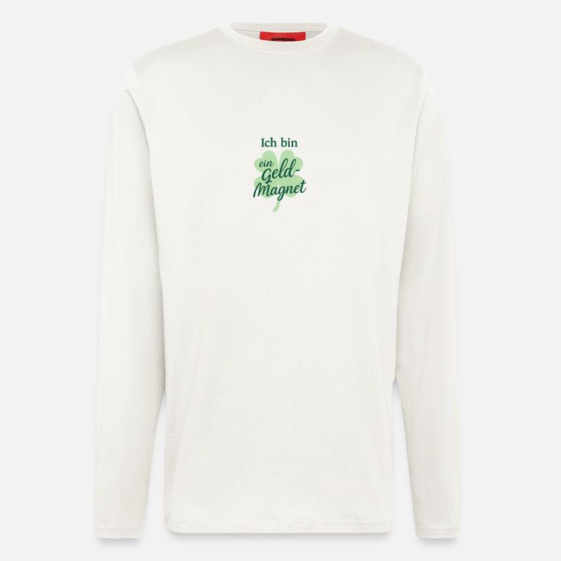 Ich bin ein Geld-Magnet 🍀 Affirmation - Langarmshirt - made by SPREAD  - OFF WHITE