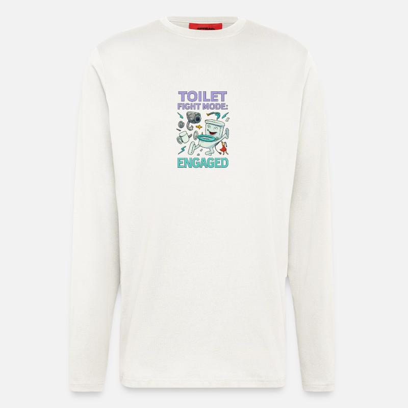 Toilet Fight Mode – Absurd Brainrot Design - Longsleeve - made by SPREAD  - OFF WHITE